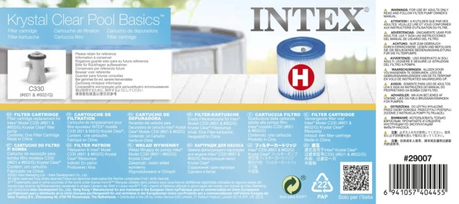 Vervangingsfilter voor Intex-pomp Type H