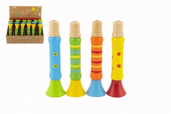 Houten gekleurde trompet - 12 cm
