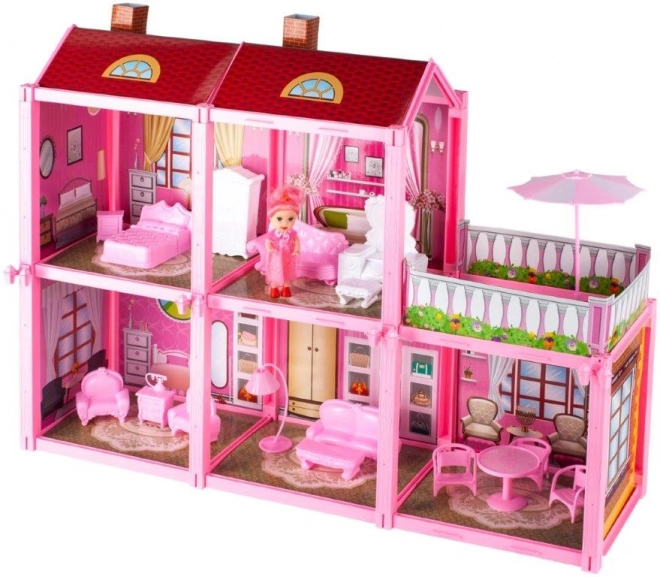 Villa voor poppen inclusief pop om in elkaar te zetten