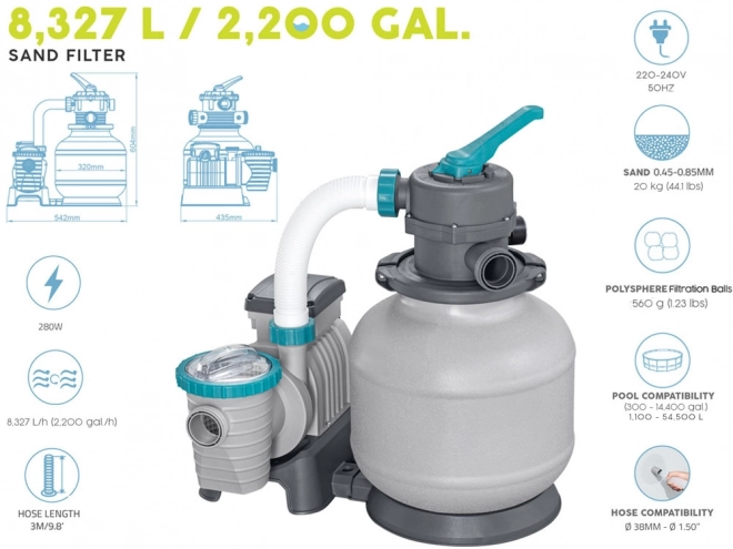 Bestway Zandfilterpomp voor Zwembad Capaciteit 8327 l/u