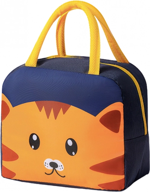 Thermo-geïsoleerde lunchtas met katmotief blauw 23 cm