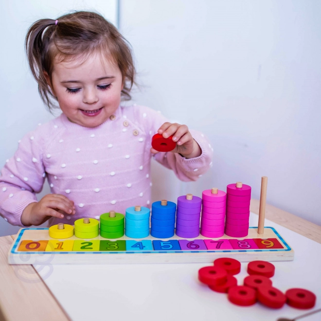 Woopie Green Montessori houten tel- en kleurpuzzel, 56 stuks