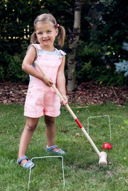 Houten speelset croquet 24 onderdelen - voor kinderen en volwassenen