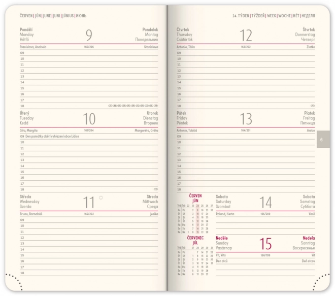 Zakagenda Diamante 2025, rood, 9 × 15,5 cm
