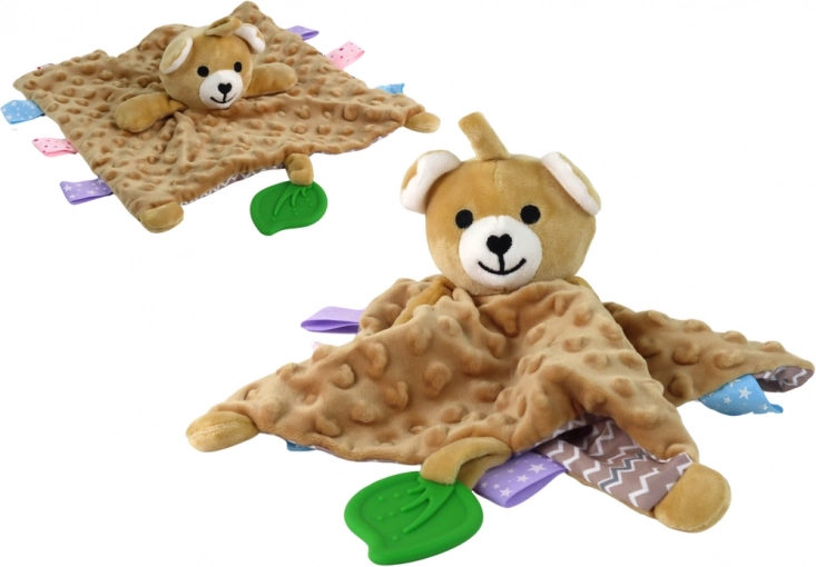 Pluche dekentje met beertje en bijtspeeltje