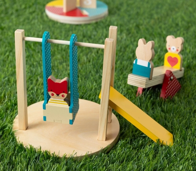 Petit Collage Houten speeltuinset met dieren