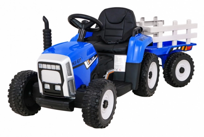 Kindertractor met aanhanger blauw