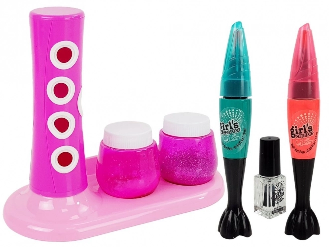 Nagelversierset voor kinderen met glitterdispenser en gekleurde stickers