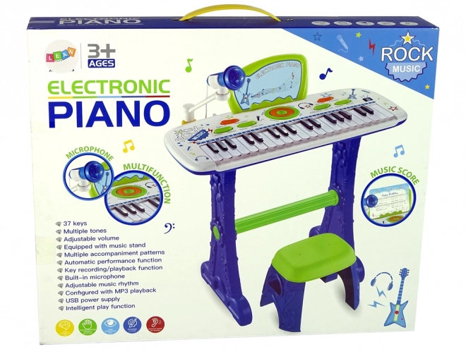Elektrische piano toetsenbord voor kinderen Blue USB noten