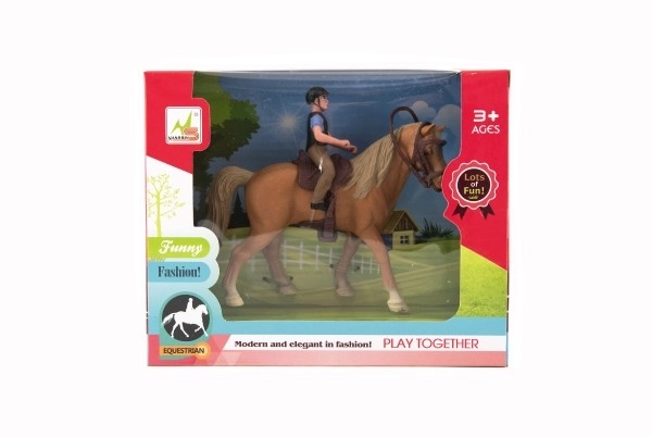 Paard + Jockey plastic 15cm in doos 20x16x5,5cm