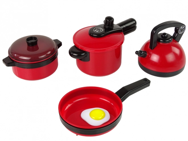 Kinderkeukenset met rode servies