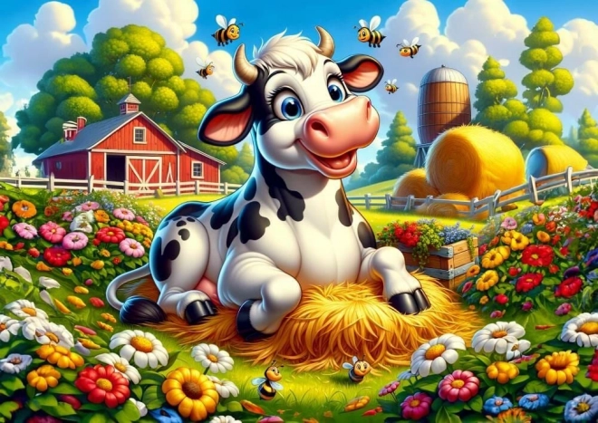 Puzzel Schattig Koeitje en Vrienden 50 Stukjes