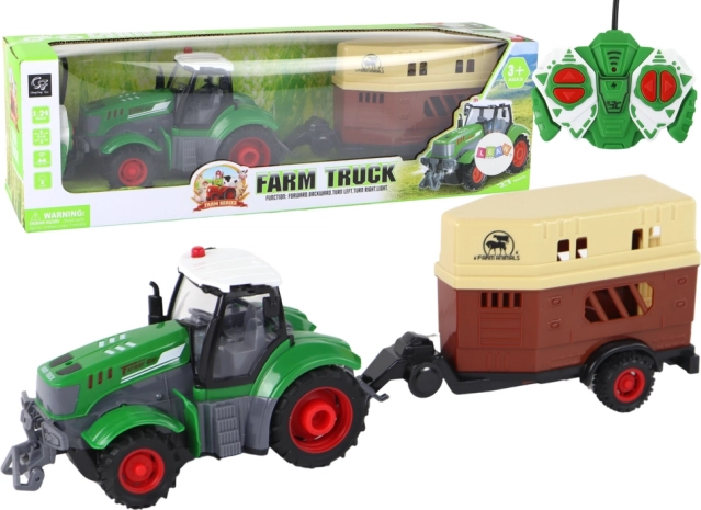 RC-tractor met dierenaanhanger 1:24