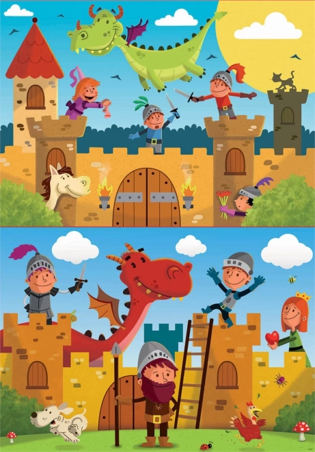Puzzel draken en ridders 2x48 stukjes