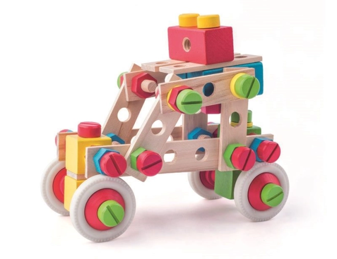 Leren door te spelen: combinatie van hout en kleurrijke verbindingsstukken