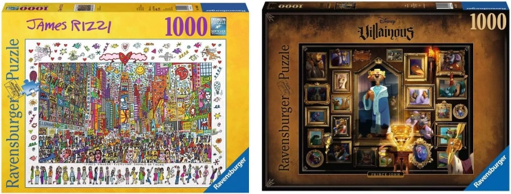 Ravensburger set 2× puzzel 1000 stukjes – DISNEY VILLAINOUS: Prince John en JAMES RIZZI: Times Square
