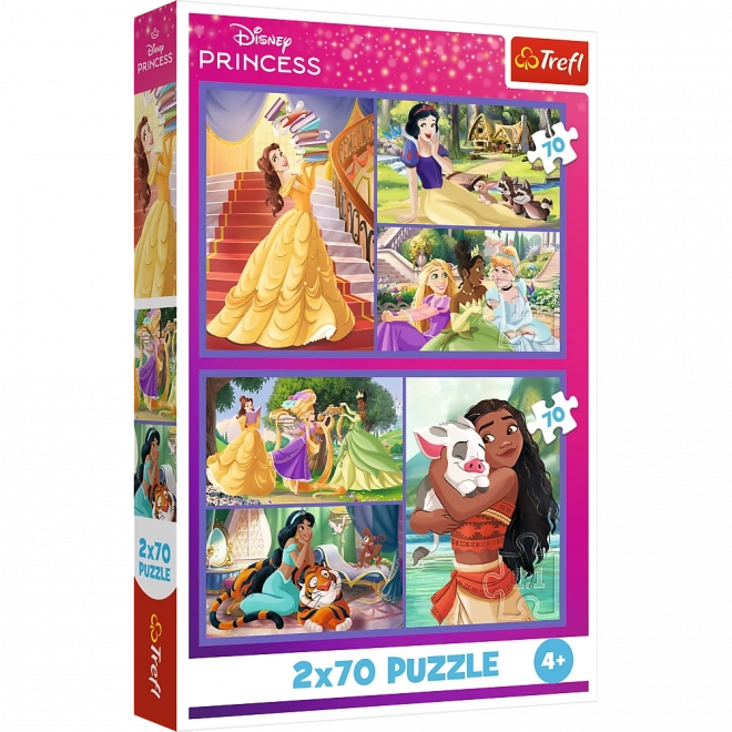 Puzzel 2x70 Sprookjesachtige dagen Disney Prinsessen