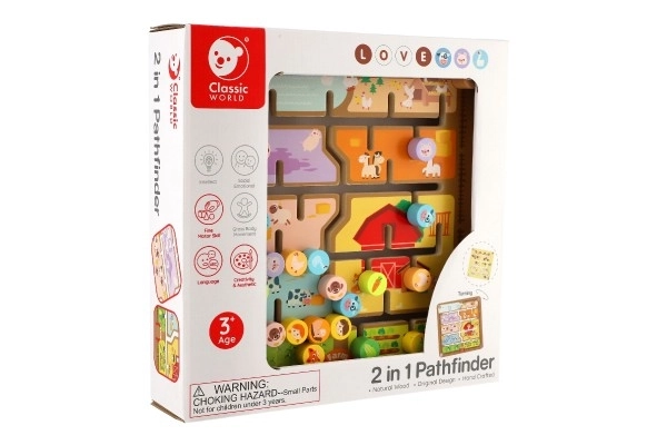 Houten educatief doolhof 2-in-1
