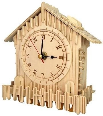 Houten 3D-puzzelklok met werkend uurwerk