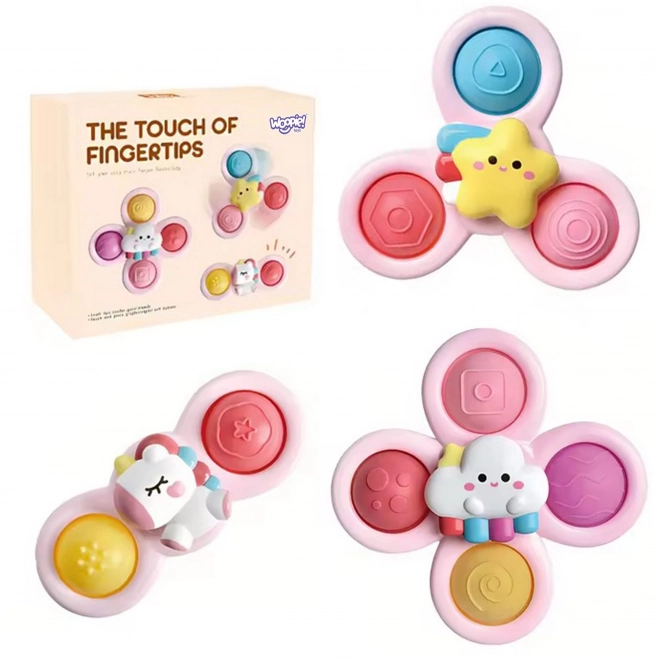 WOOPIE kinderkosmische spinner pop-it sensorisch speelgoed roze, set van 3 stuks