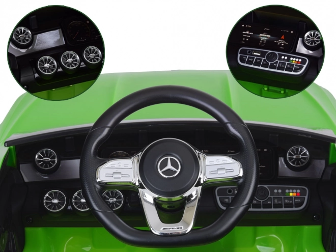 Elektrische kinderauto Mercedes AMG CLA 45s met schommelfunctie – Groen