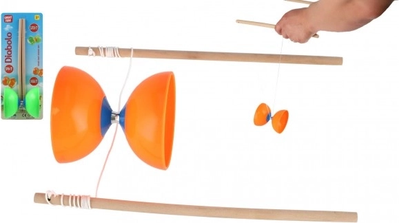 Diabolo groot plastic/hout set in verschillende kleuren