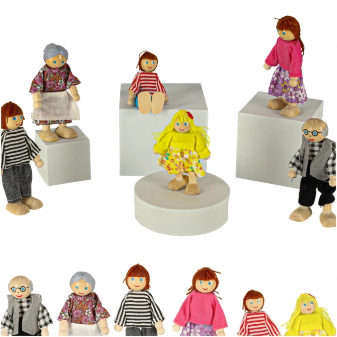 Poppen voor poppenhuis familie 6 stuks
