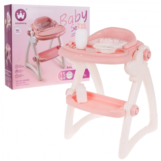 Voedingsset voor poppen voor kinderen 3+ Voedingsstoel + accessoires 7 stuks
