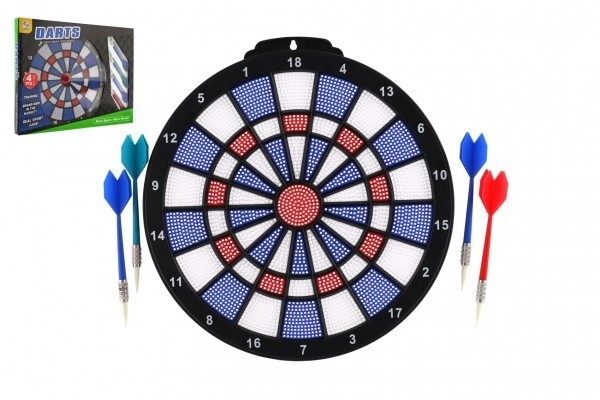 Doel met 4 pijlen plastic diameter 28cm in doos 39x31x3cm