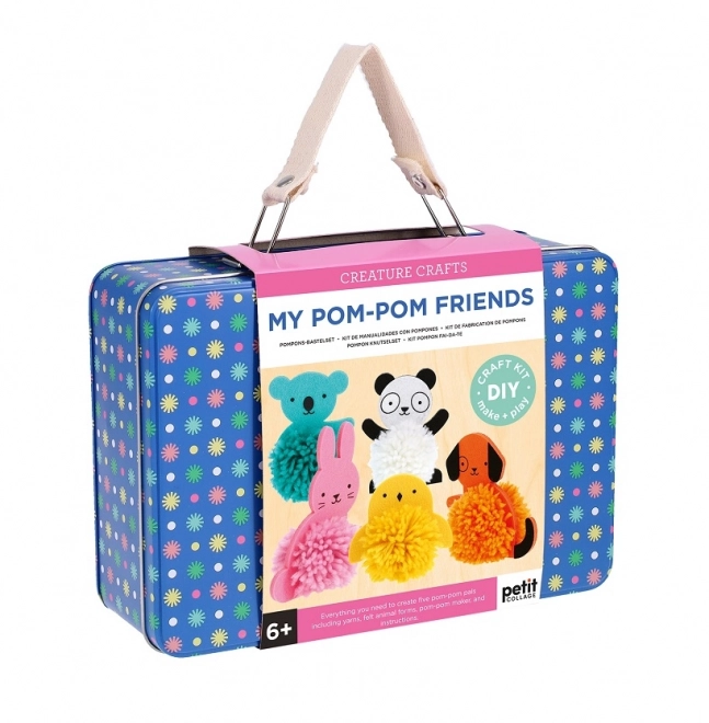 Petit Collage Creatieve Koffer met Pompon Dieren