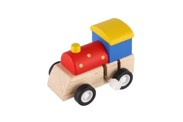 Houten stroomtrein 7cm assorti 3 kleuren