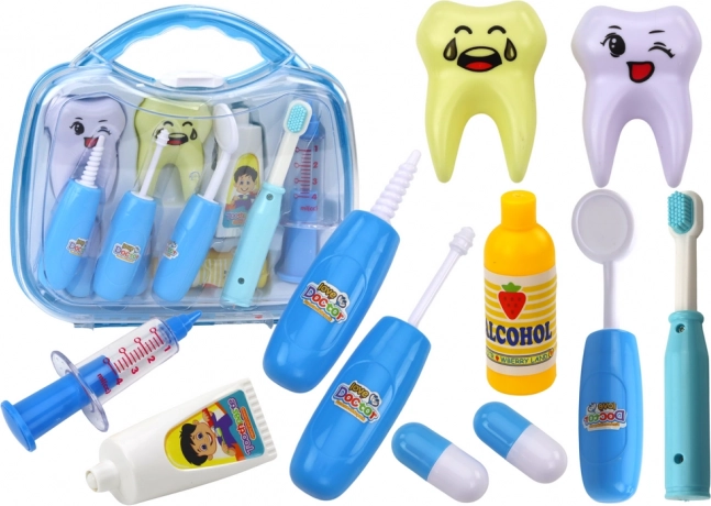 Gereedschapsset voor de kleine tandarts in een koffertje