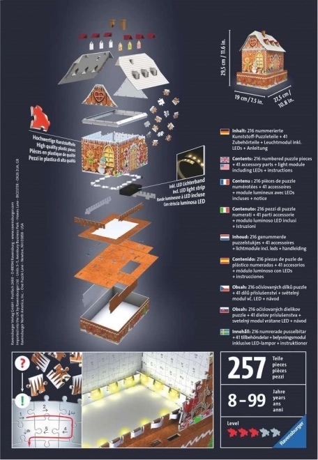 RAVENSBURGER Verlichte 3D puzzel Nachteditie Peperkoekhuis 216 stukjes