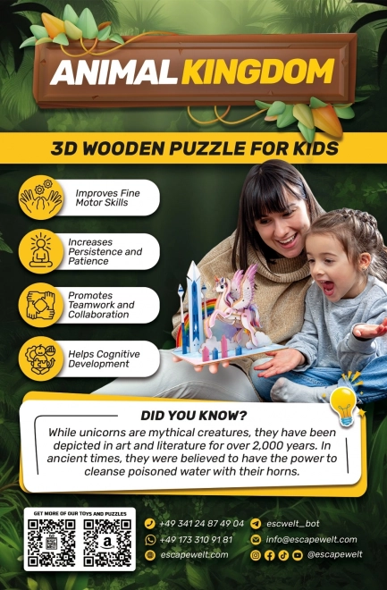 3D houten puzzel Eenhoorn