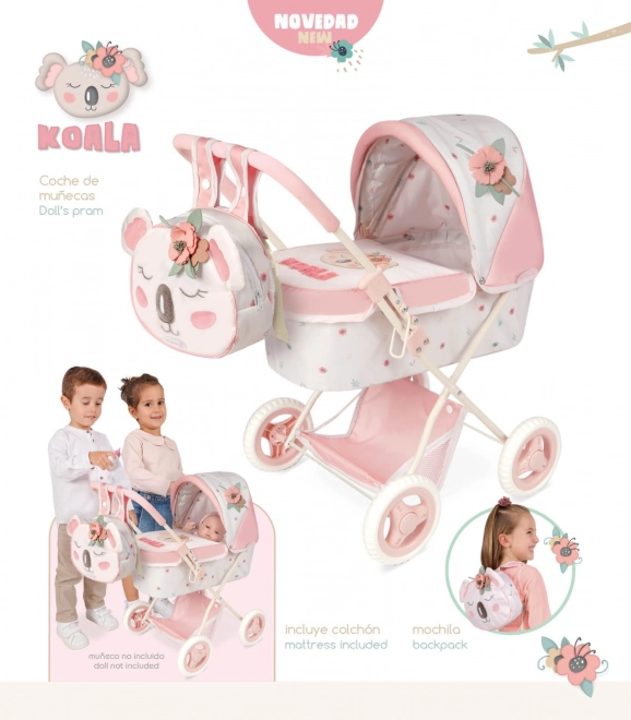 DeCuevas 85079 Vouwbare poppenwagen met rugzak KOALA 2024 - 60 cm