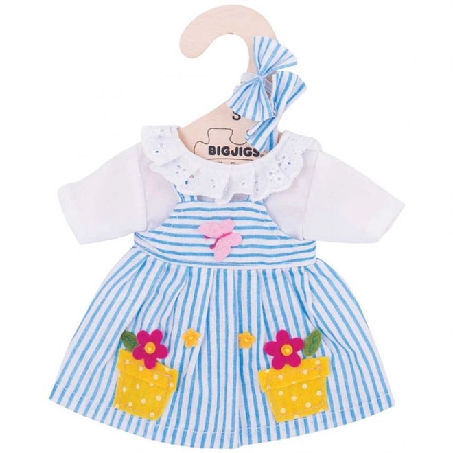 Bigjigs Toys Blauwe Gestreepte Jurk voor Pop 28 cm