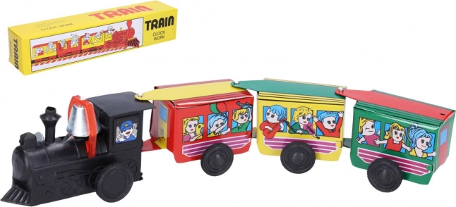 Metalen opwindtrein met sleutel 28 cm