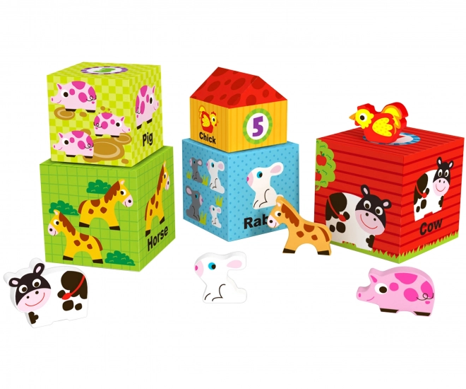 Woopie groene puzzelboerderij met blokken en figuren