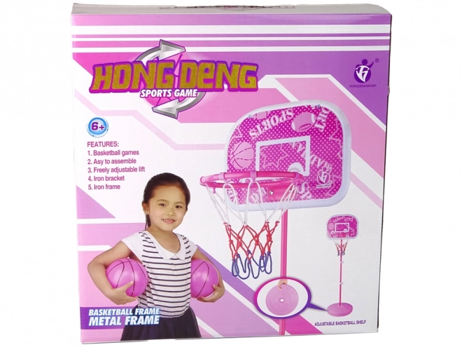 Roze basketbalset voor kinderen 170 cm