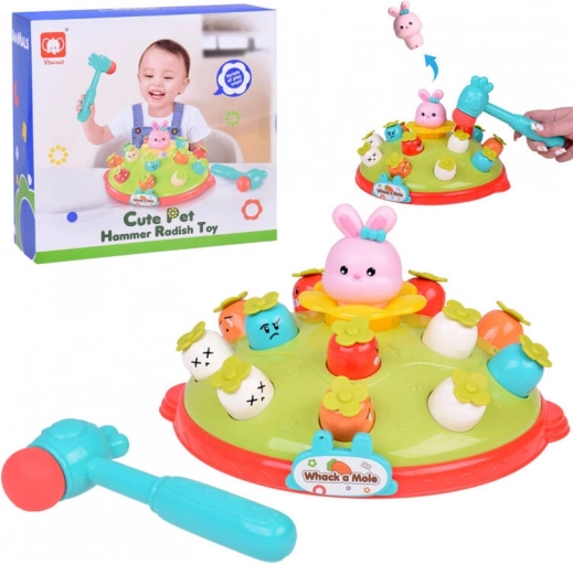 Sla met het hamertje – spel met worteltjes en konijntje