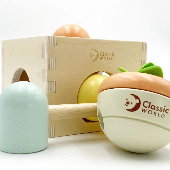 Klassieke houten pastelkleurige educatieve set voor kinderen van 6 tot 12 maanden