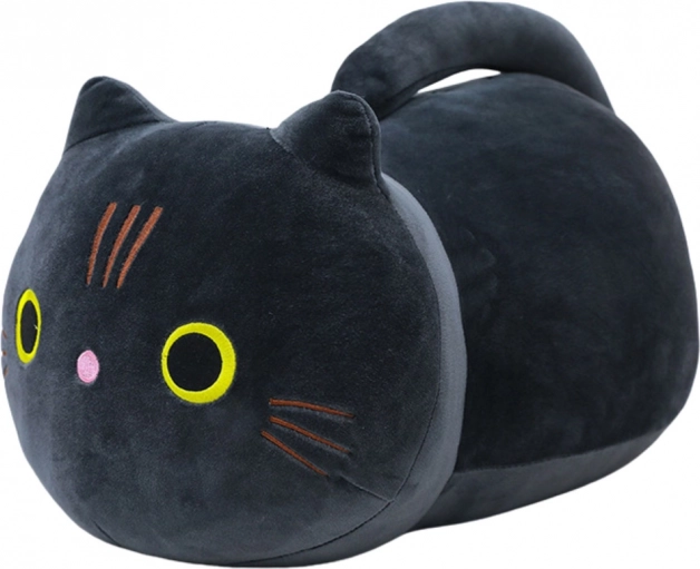 Zwarte pluchen kat met een lange staart 40cm