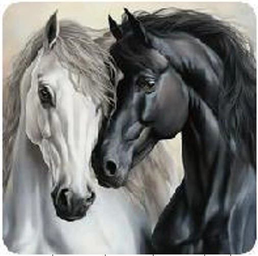 Diamantenmozaïek - Twee paarden