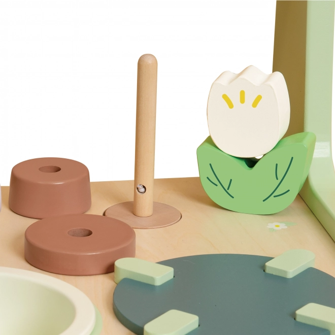 Houten keukentje en loopwagen Classic World 2-in-1