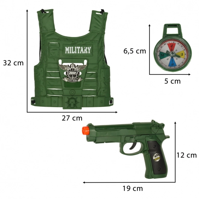 Militaire set met vest, geweer en verrekijker