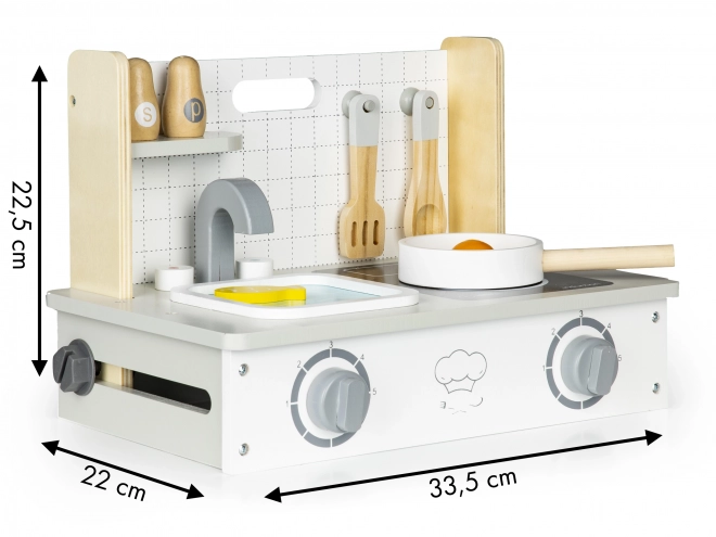 Houten mini keuken met accessoires