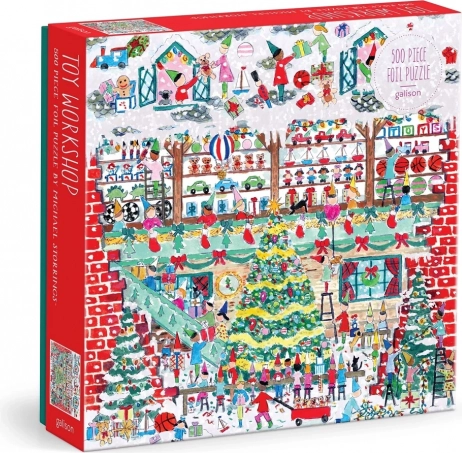 Foliepuzzel Michael Storrings Kerstwerkplaats met speelgoed 500 stukjes