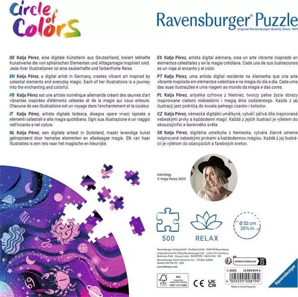 Puzzel 500 stukjes kleurenpalet astronomie
