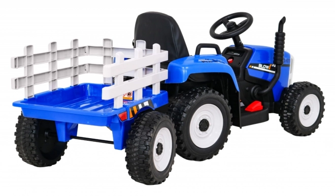 Kindertractor met aanhanger blauw