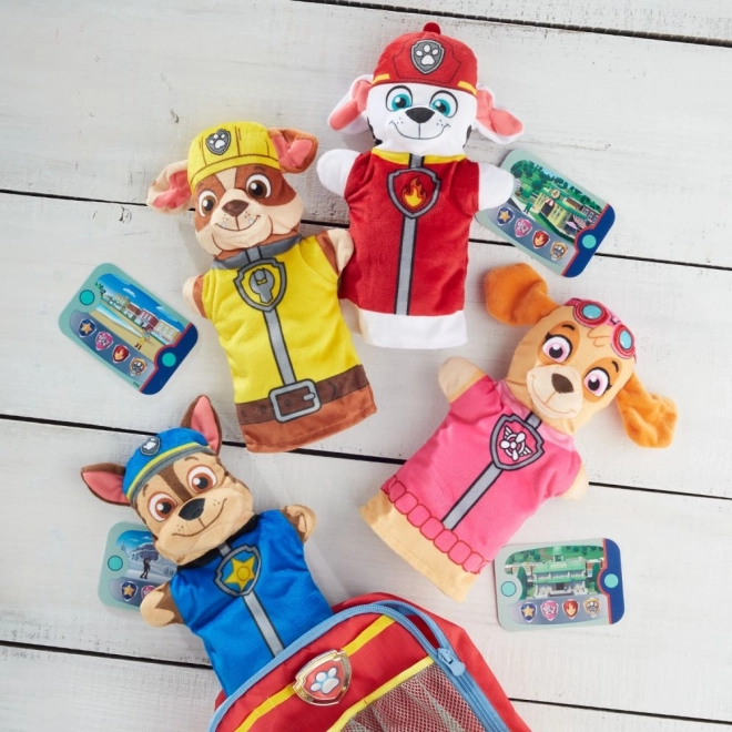 Handpoppen 4st stof Paw Patrol in doos 26x30x6cm